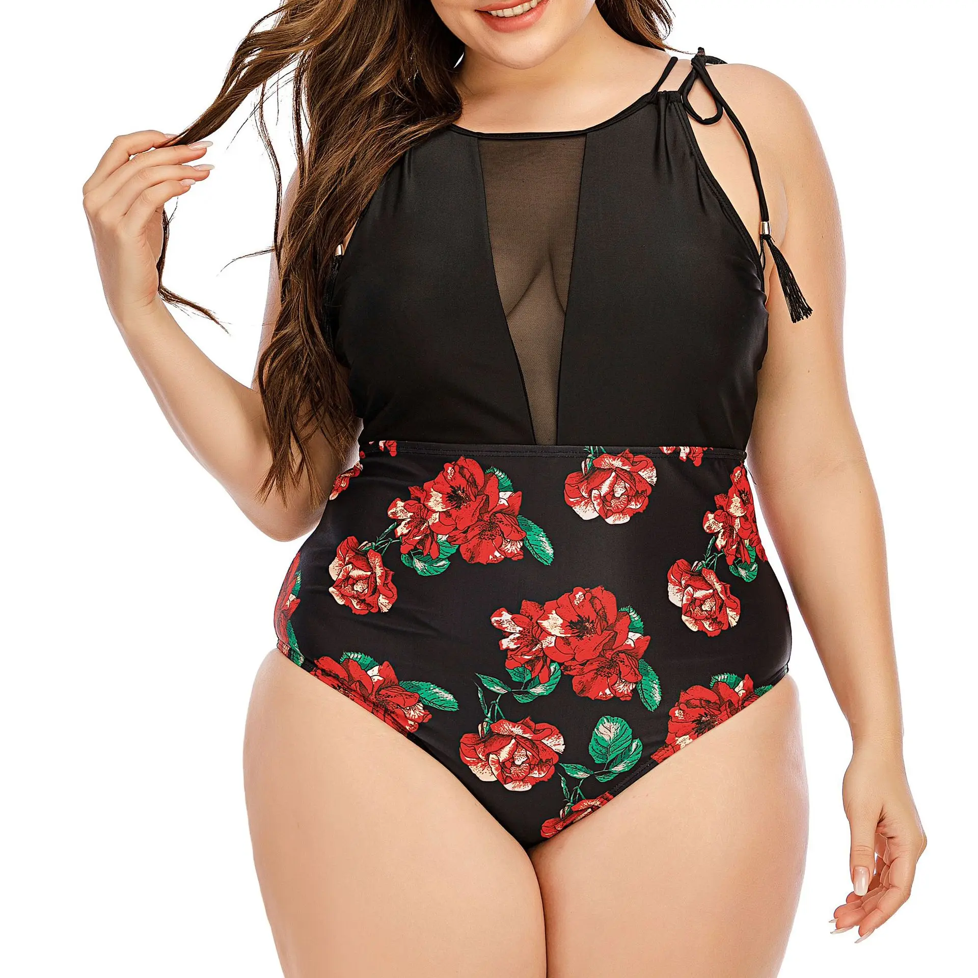 Swimsuit 2 Piece Female Swim Wear Bikini Set Women Two-Piece Red Plus Size Adult Cover Fat Younger Pure Print Polyester Sierra