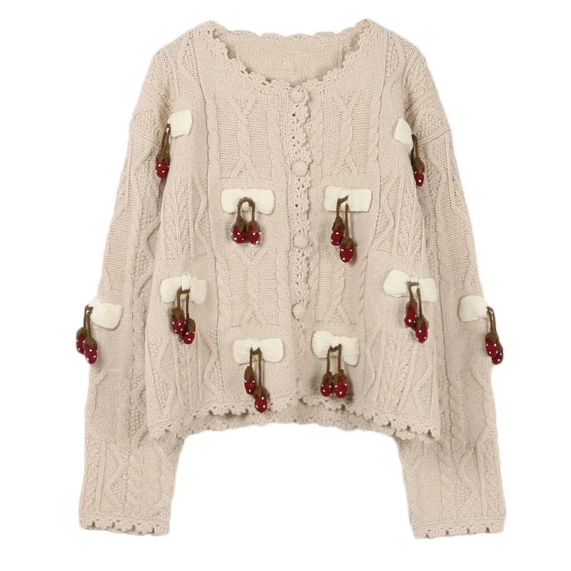 Однобортная трикотажная одежда с люрексом круглым вырезом и кисточками |