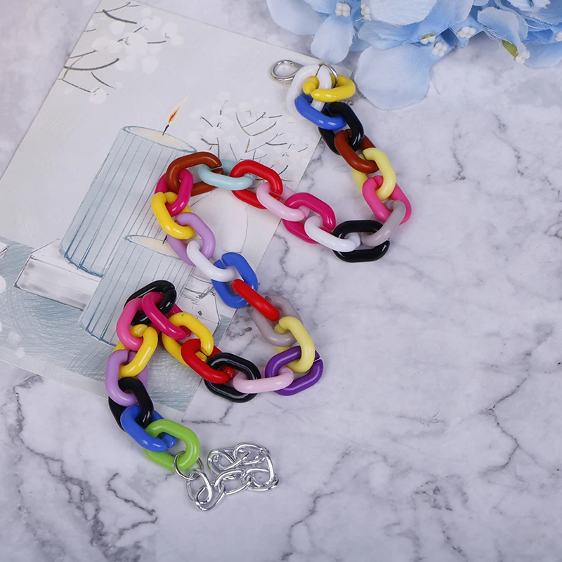 

1pcs Hot Chic Acrylic Candy-Colored Necklace Chain Hip-Hop Rainbow Color Fashion Women Jewelry