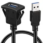 Квадратный Удлинительный кабель с одним портом USB 3,0 и пряжкой для автомобиля, грузовика, лодки, мотоцикла, приборной панели, 3 фута