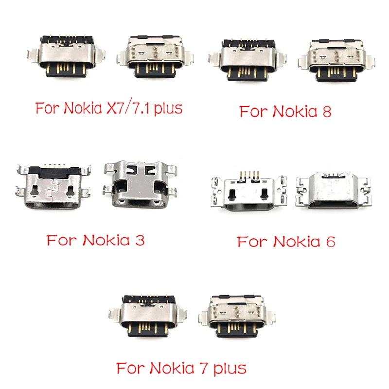2 шт./лот разъем Micro Usb зарядный порт для Nokia 3 6 7 Plus 8 6,1 7,1 5,1 Plus X5 X6 X7 запасные части