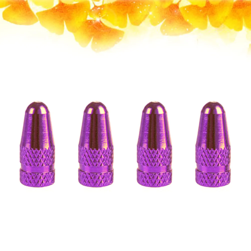 

4pcs Aluminum Alloy French Caps for MTB Road Bike Mountain Bike Tyre Air Caps Dust Covers (Violet)