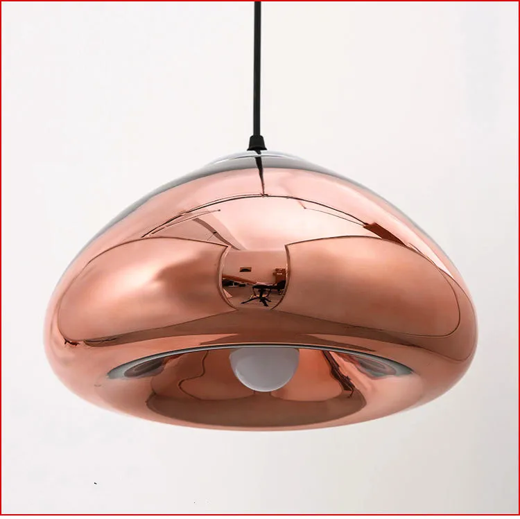 

Modern Simple Colored Glass Lampshade Dining Room Cafe Bar Living Room Circular Plated Ball Single Head Chandelier