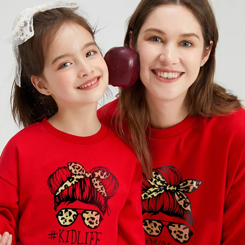 

Mother And Daughter Clothes Mommy And Me Outfits Family T Shirt Mom Girl Sweater Baby Girls Red Pullover Women Child Kids Tops