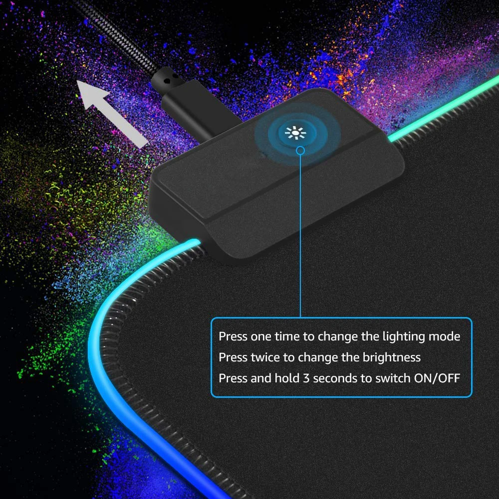 XXL RGB большой коврик для мыши светодиодный игровой со светодиодной подсветкой