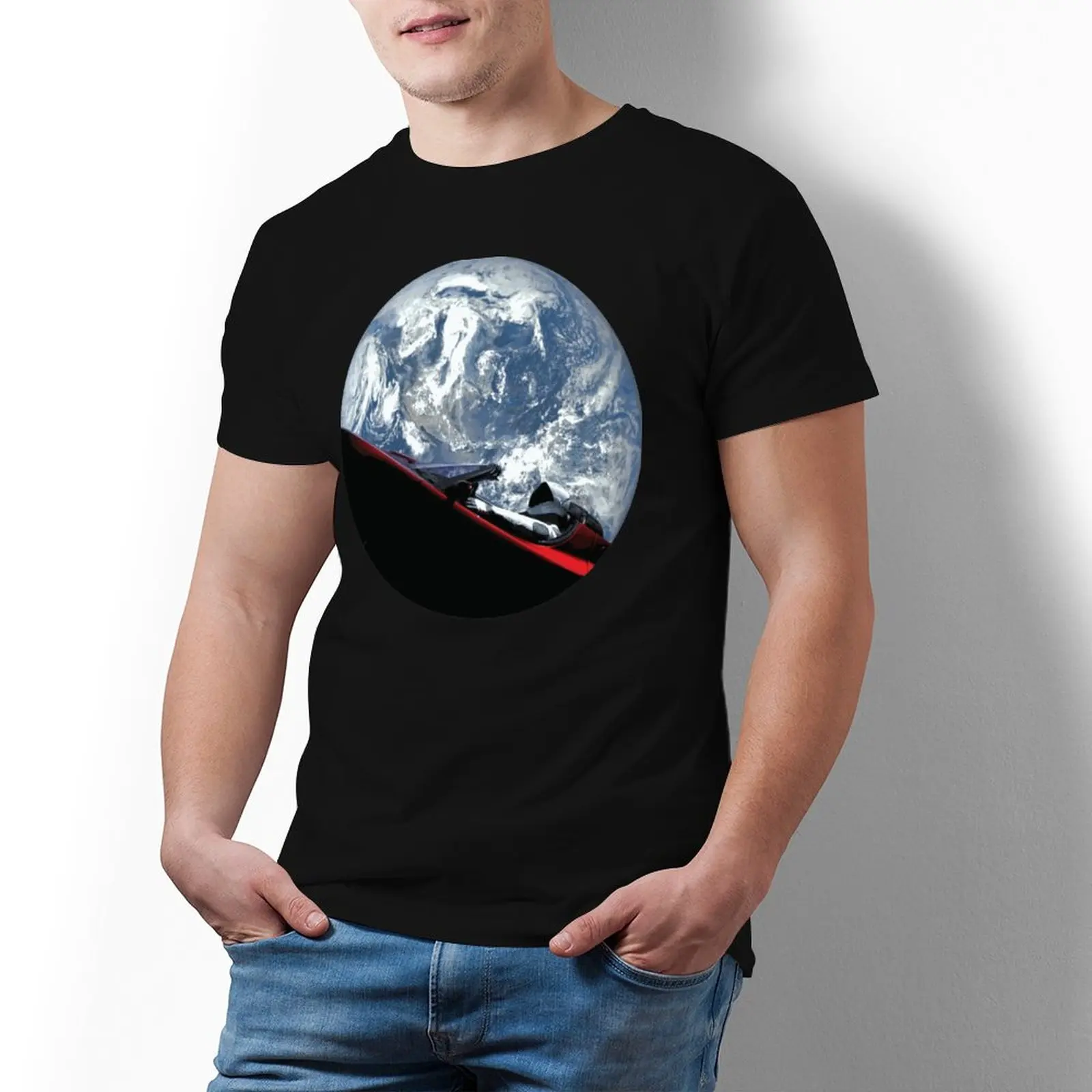 

Футболка Starman мужская оверсайз с рисунком, модная тенниска из 100 хлопка с рисунком астронавта на земле