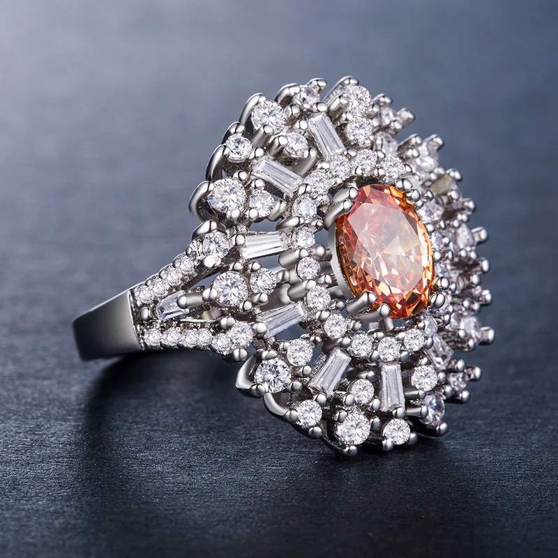 Bague Ringen женское 925 пробы Серебряное кольцо Wtih 10 мм Большой цитрин драгоценный камень серебряные ювелирные изделия для помолвки женские подарки Размер 6-10