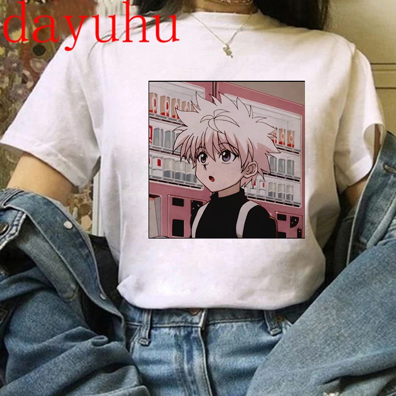 Hunter X футболки с графическими принтами для мужчин Harajuku Kawaii Мультфильм Killua