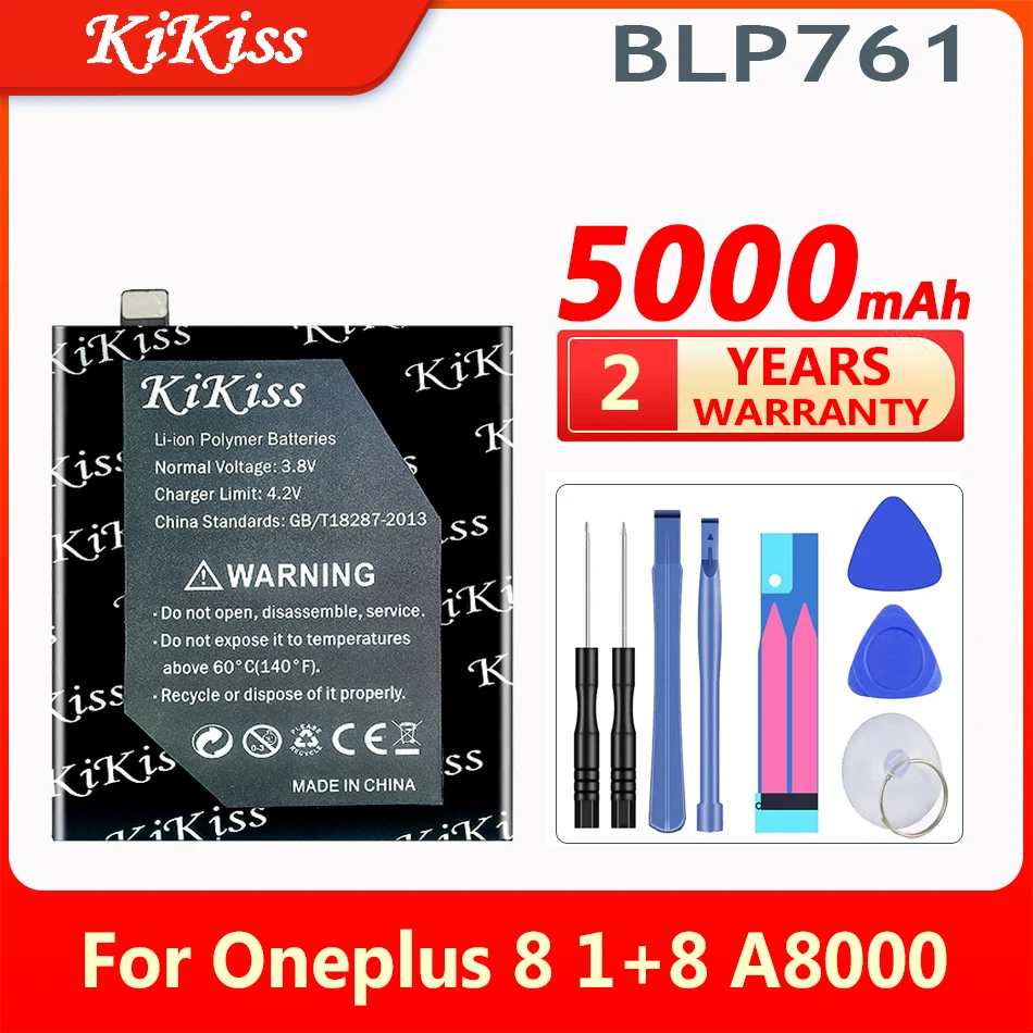 

Сменный аккумулятор KiKiss 5000 мАч BLP761 для Oneplus 8 1 + 8 A8000 мобильный телефон