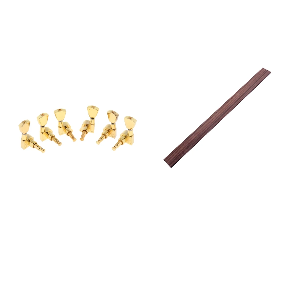 

3 String Cigar Box Guitar Fretboard &3R3L Golden Guitar Tuning Pegs for Guitar Parts Replacement