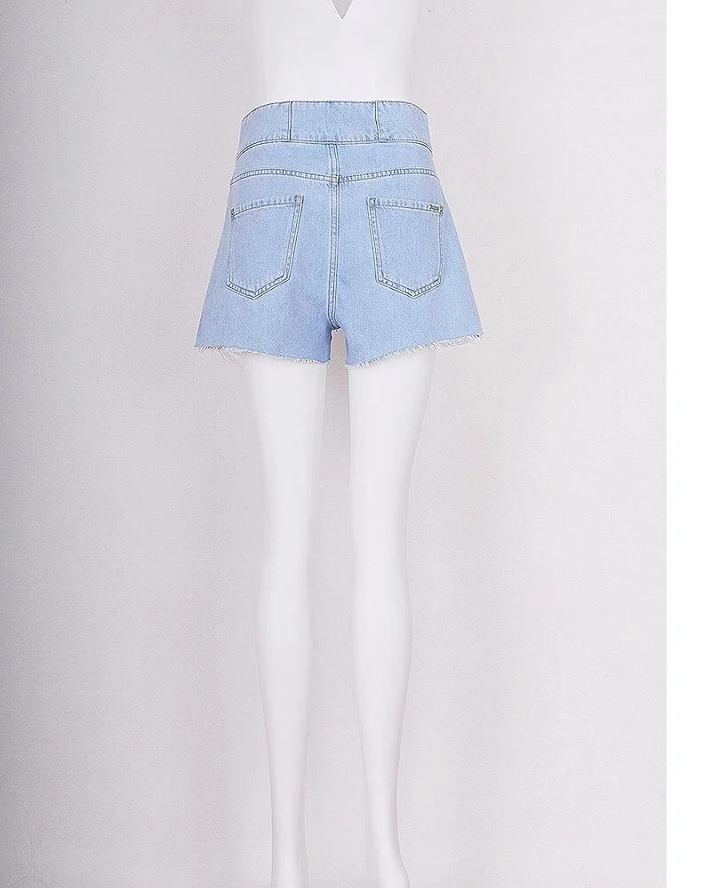 

Women's new spring and summer jeans Pearl decoration Cotton denim shorts