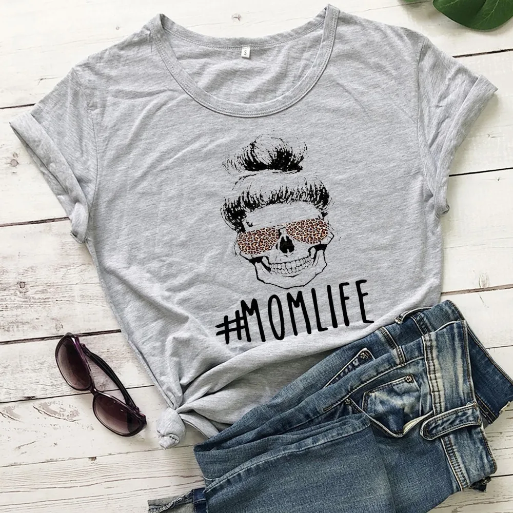 Модная футболка с цветным принтом черепа Momlife забавная графическим рисунком для