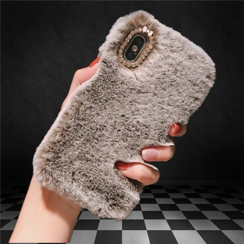Cute Rabbit Ear Hair Furry Phone Case For iPhone 11 pro X XR XS Max 7 8 Plus 6 6S 5 5S SE 5C 4 Soft Girl Warm Cover |