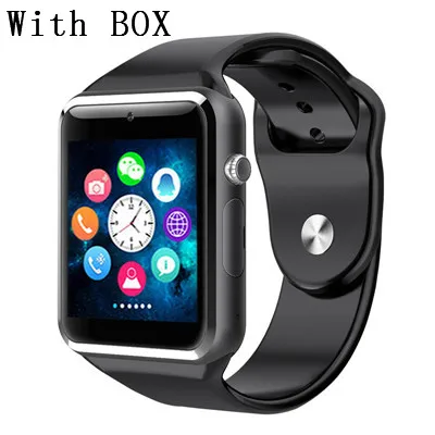 All Black and BOX Наручные часы A1 Bluetooth Смарт часы спортивные Шагомер с сим-камерой Smartwatch для Android смартфон Россия T15 хорошо чем GT08 - Цвет: All Black and BOX