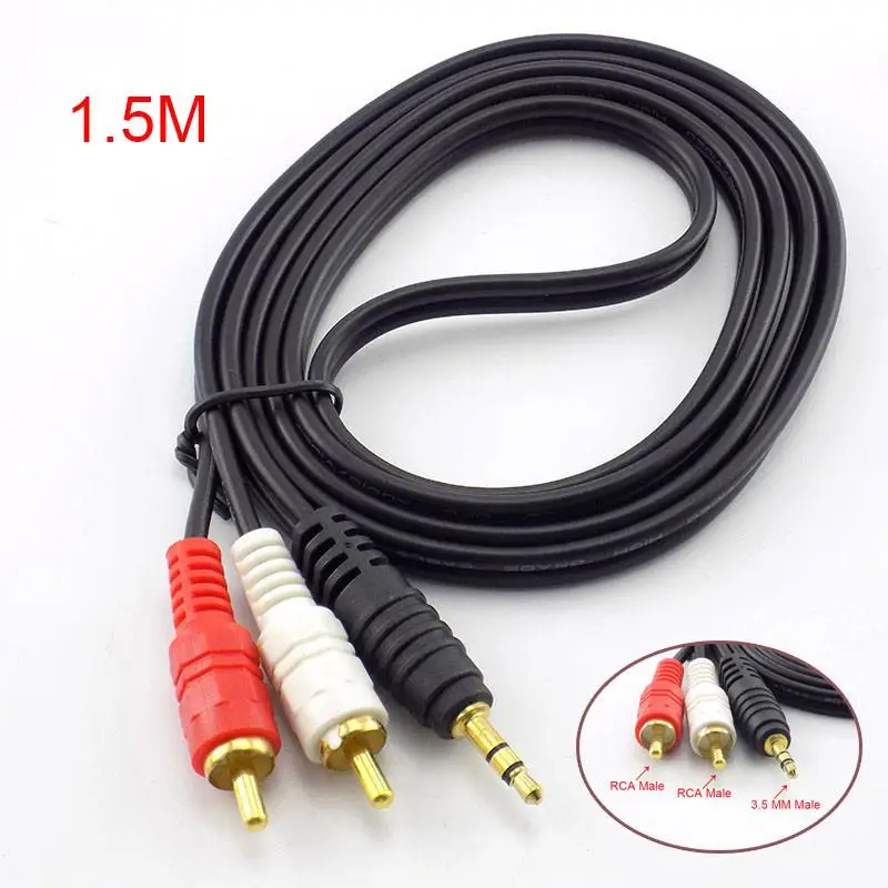 

1.5M Audio Cable 3.5mm Jack Male to 2RCA Male Music Stereo Audio Adapter Cable Audio AUX Line for Amplifier MP3 TV Sound Speaker