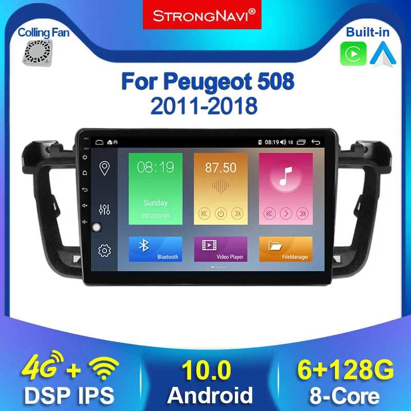 Android 10 6 + 128G DSP IPS автомобильный радиоприемник с навигацией GPS Stereo для PEUGEOT 508 2011 2012