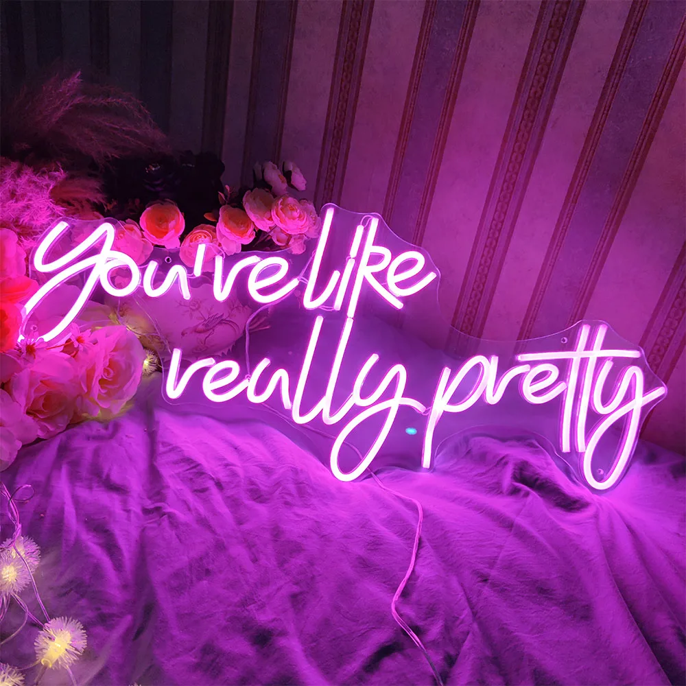 Неоновая вывессветильник Ты как действительно красивая на заказ Настенный декор
