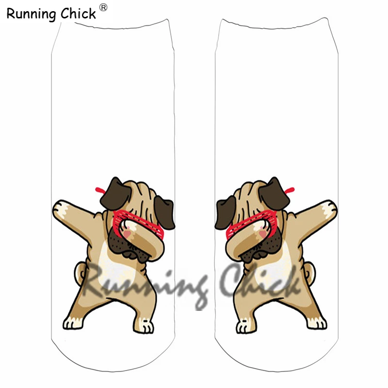 Ножной браслет с цифровым принтом танцующего мопса для бега женские новые носки