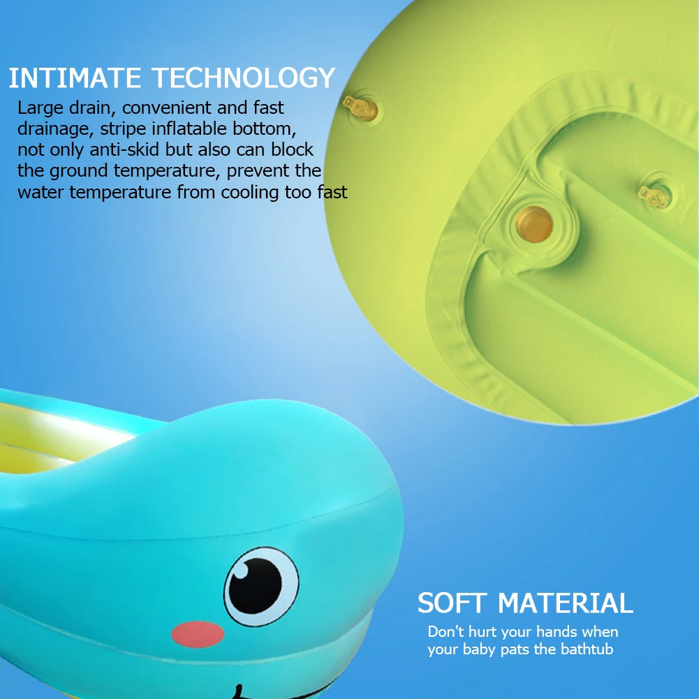 

Portable Folding Bathtubs Support Kids Wash Bathing Pool Folding Thicken Baby Bath Tub Cartoon Inflatable Child Wash