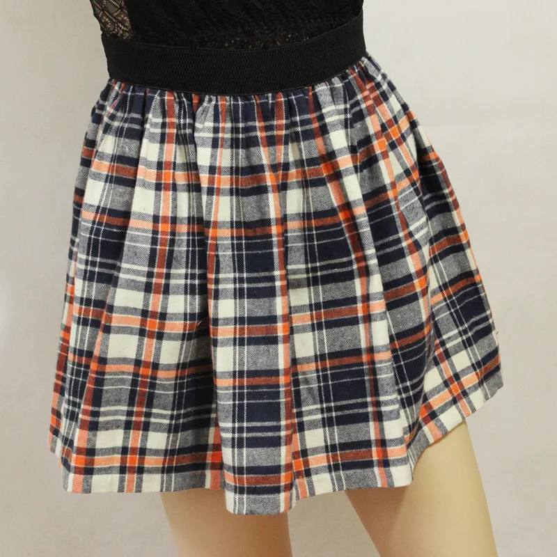 Красная клетчатая юбка в студенческом стиле весна-лето 2018 женская короткая