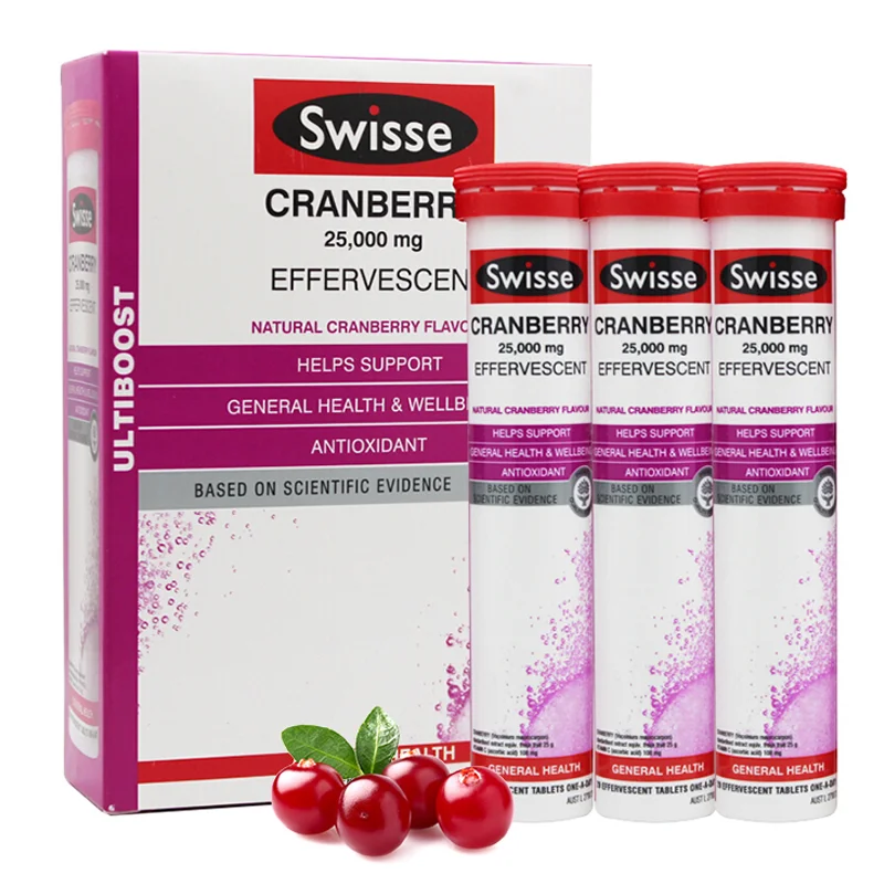 

Swisse Cranberry Effervescent Tablet Support Women Urinary Tract Health Symptomatic Relief Recurrent Cystitis Frequent Urination