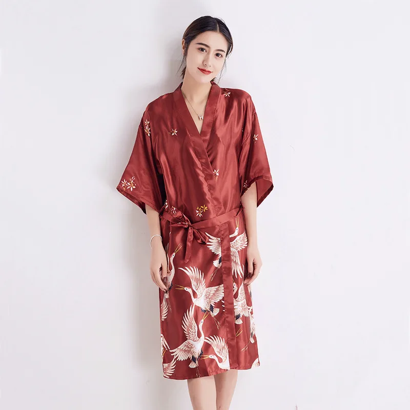 Ночная рубашка #0932 кимоно халат женское пикантное с поясом кардиган длинный