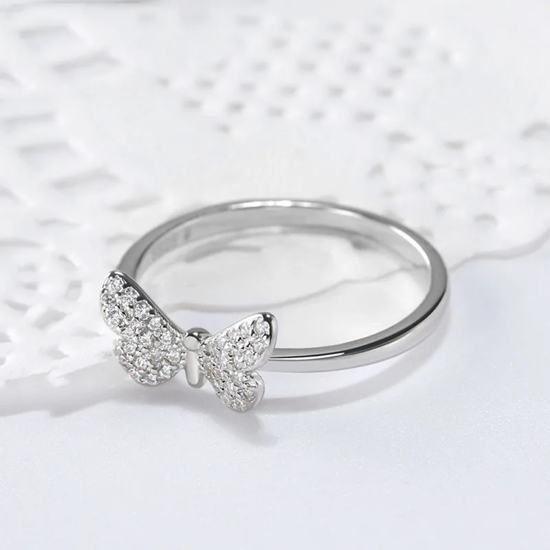 Effie queen 925 пробы Серебряное женское кольцо с бабочкой с AAA блестящим цирконием женские кольца s925 хорошее ювелирное изделие TSR59