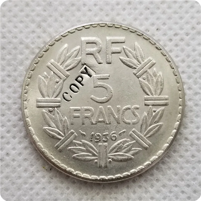 1936 1937 1939 Франция 5 франков никелевая монета копия памятных монет медаль