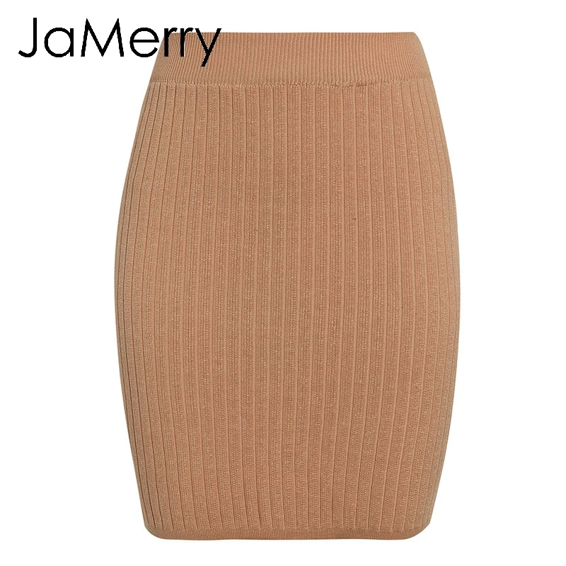 JaMerry/Винтажные женские юбки с эластичным поясом; сезон осень-зима; теплая трикотажная прямая юбка в рубчик; однотонная короткая мини-праздничная одежда юбка