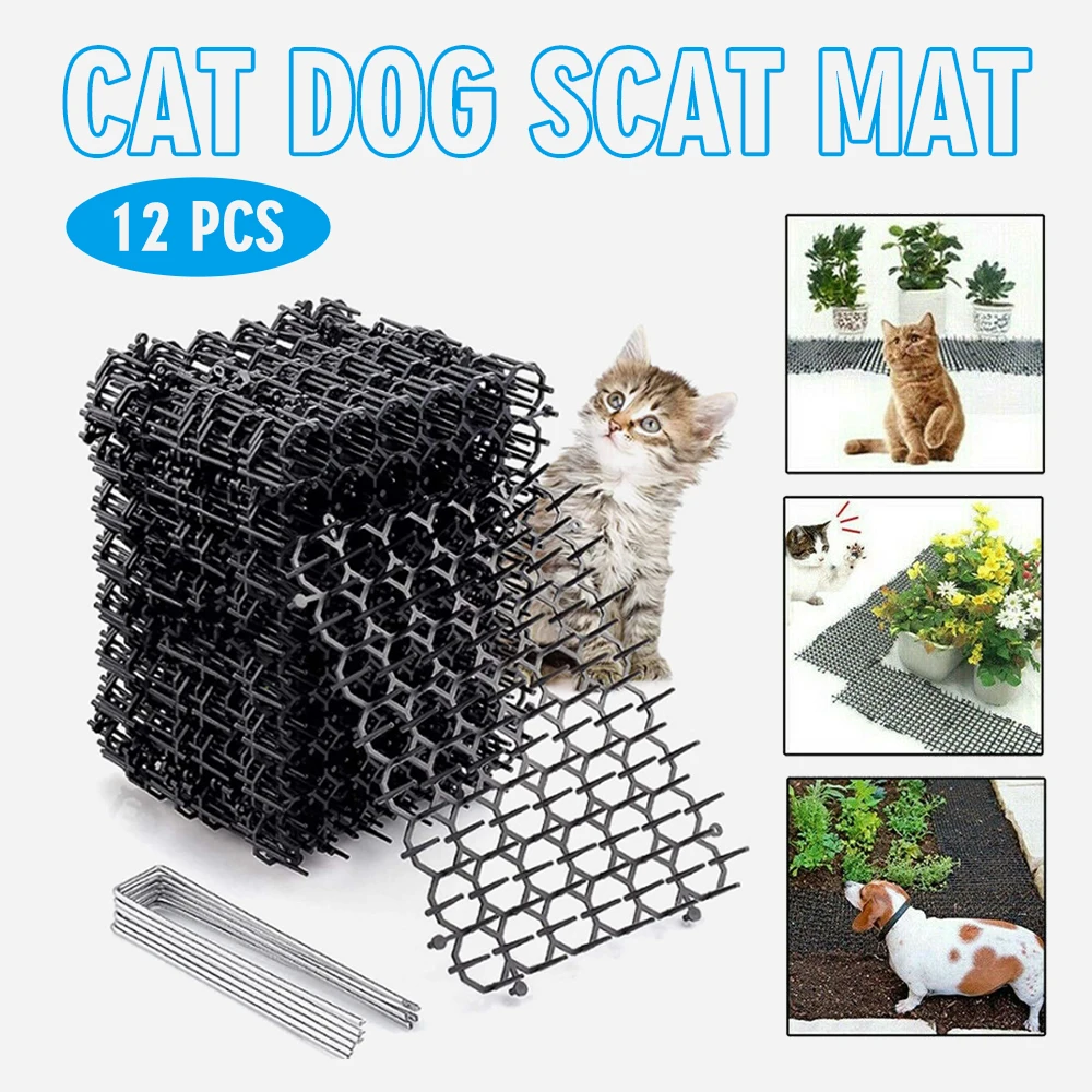 

12pcs Pest Dog Cat Scat Mat Animal Deterrent Repellent Plastic Scarer Spike Portable Anti-Cat Dog Garden Supplies