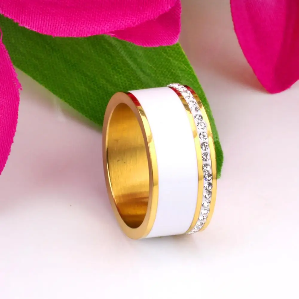 Роскошное кольцо из нержавеющей стали с круглым кристаллом 10 мм|Кольца| |