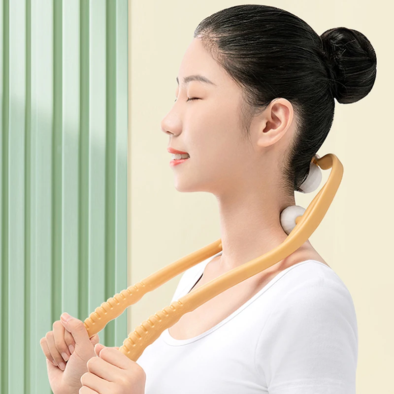 

Lyanxinlei Neck Massage Tool Trigger Point Shoulder Manual Detachable RollerTriple Home Portable Non--Slip Handle Design Orange