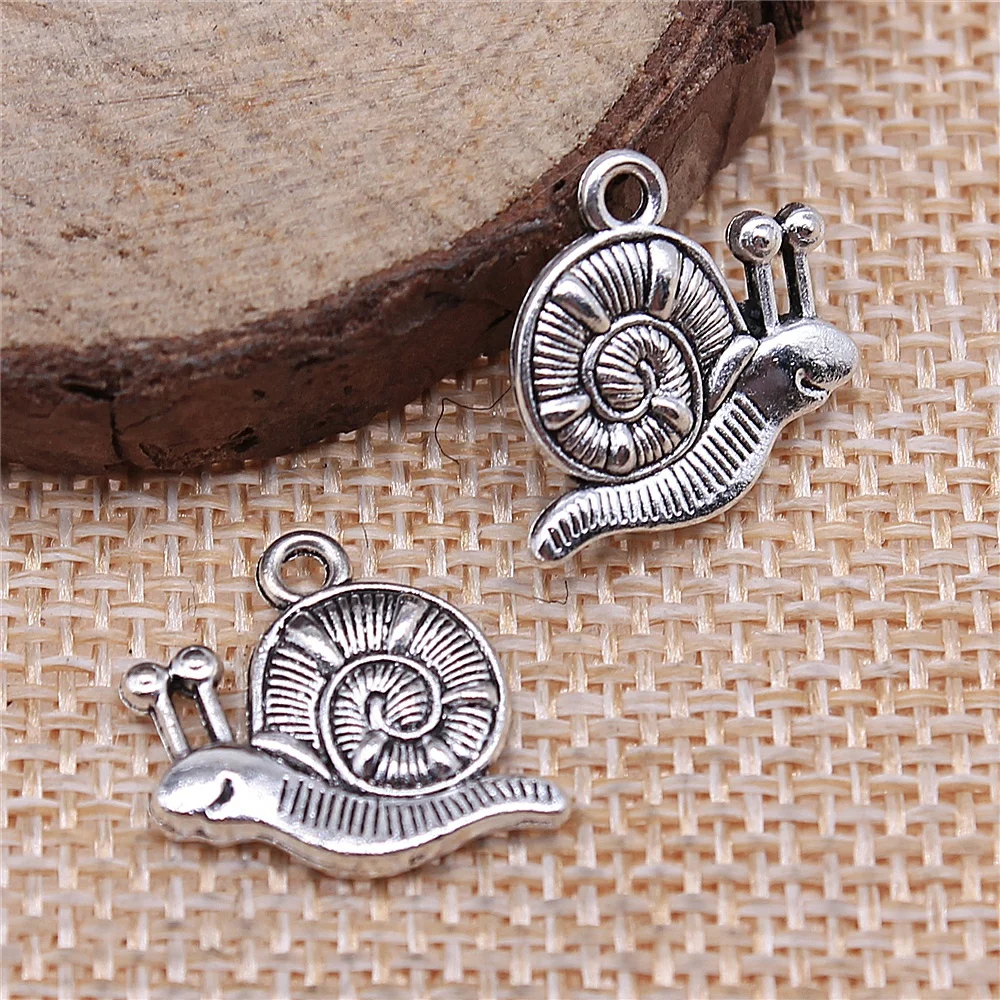 

Charms for Jewelry Making Findings Handmade DIY Craft 10pcs Antique Silver Color 16x18mm Double-Sided Snail Charms Pendant