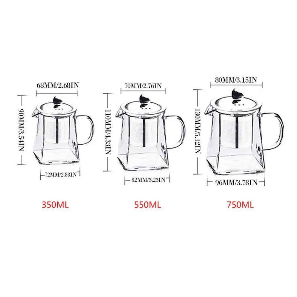 

1Pcs High Heat Resistant Glass Water Bottle Large Capacity Filtration Teapot Flower Tea Pot Stainless Steel Filter