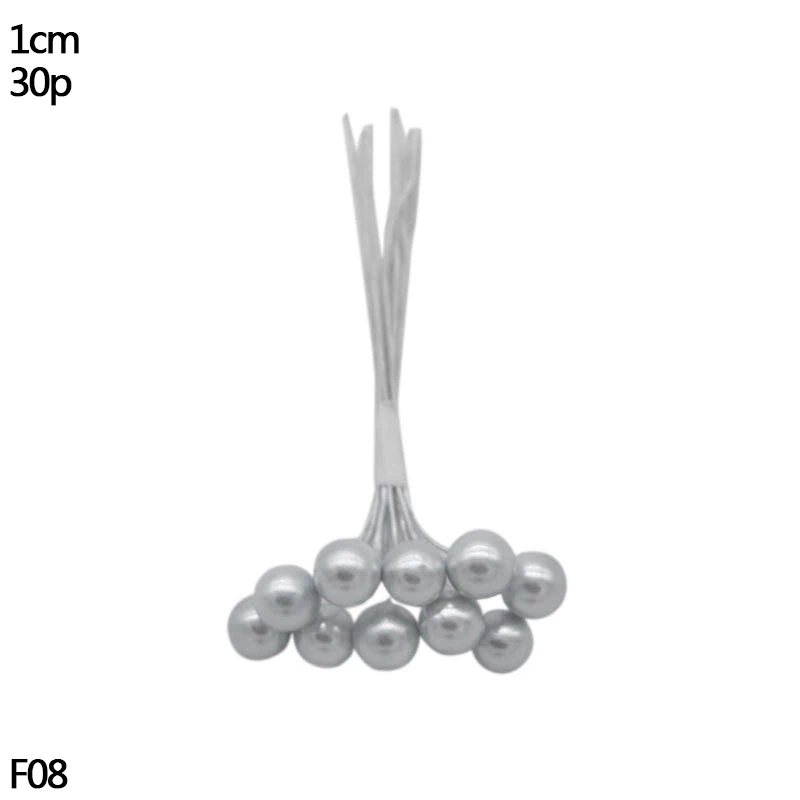S08-30pcs silver Золотой мини пластиковый искусственный цветок, тычинки, ягоды вишни, сделай сам, Рождественский свадебный венок, ремесло, искусственный цветок, украшение для дома - Цвет: S08-30pcs silver
