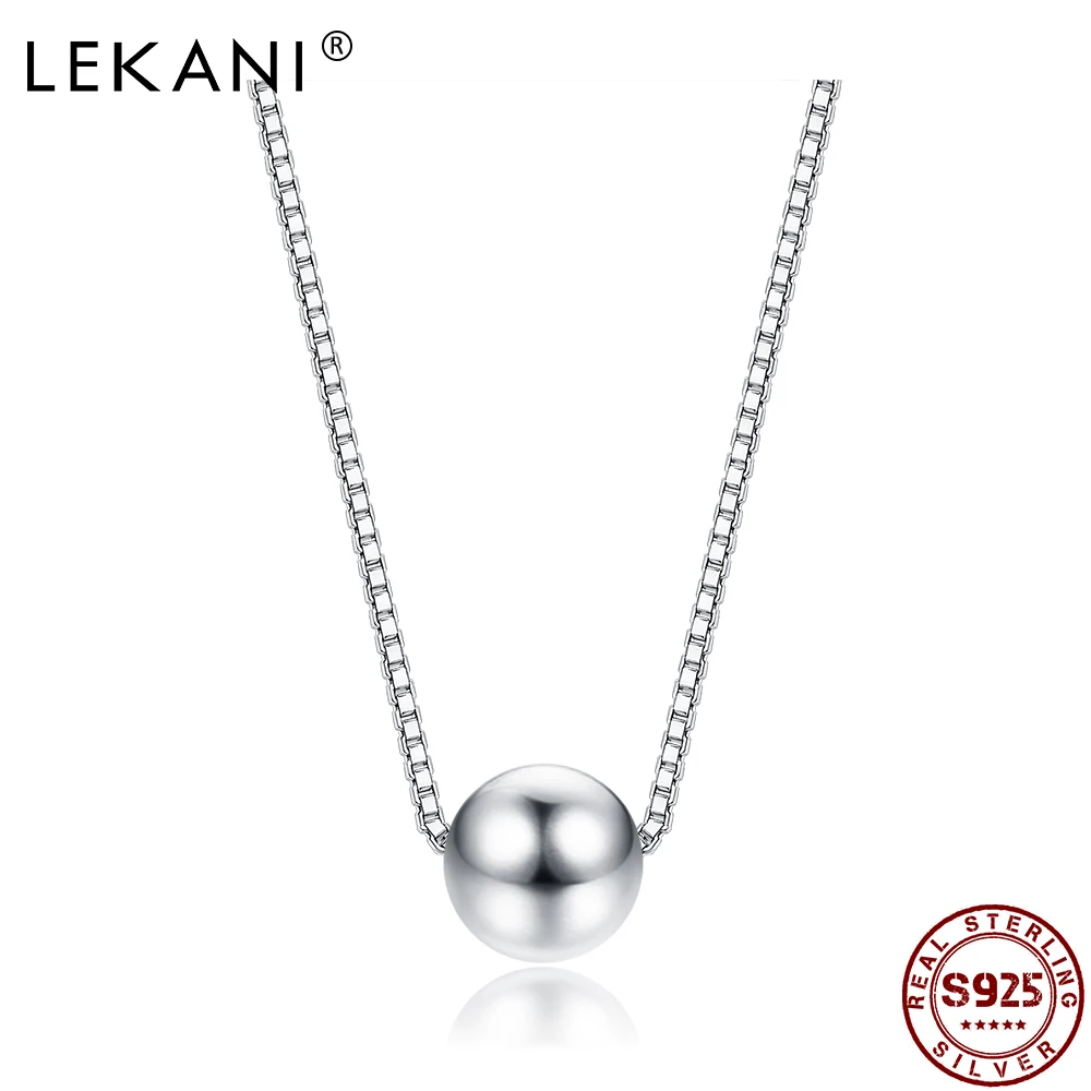 

LEKANI 925 Sterling Silver Necklaces Trendy Tiny Simple Bead Pendant Women Chain Necklace Girls Party Gift Vintage Jewelry Sale