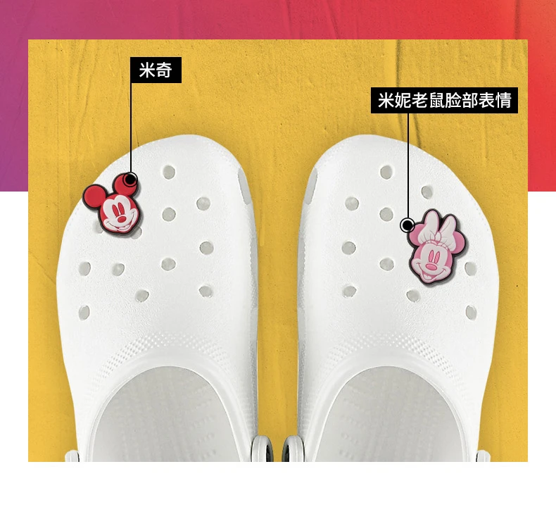 

Original Disney Mickey Mouse Minnie Hole Shoes Accessories Shoes Flower Sandals Beach Shoes Decoration