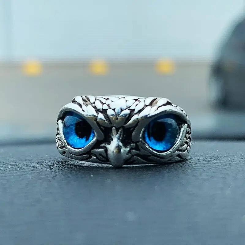 Кольцо в стиле панк с голубыми глазами для мужчин и женщин винтажное ювелирное