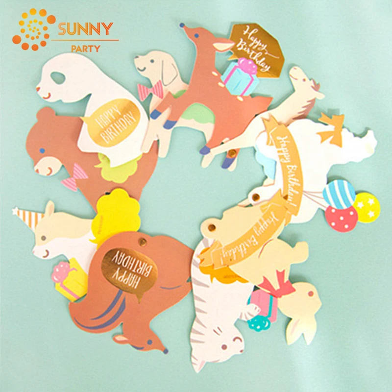 Cartoon 3D Animal Birthday Card Rotatable Stereoscopic Cards Child Greeting Envelope Message Festival Kids Gift | Дом и сад