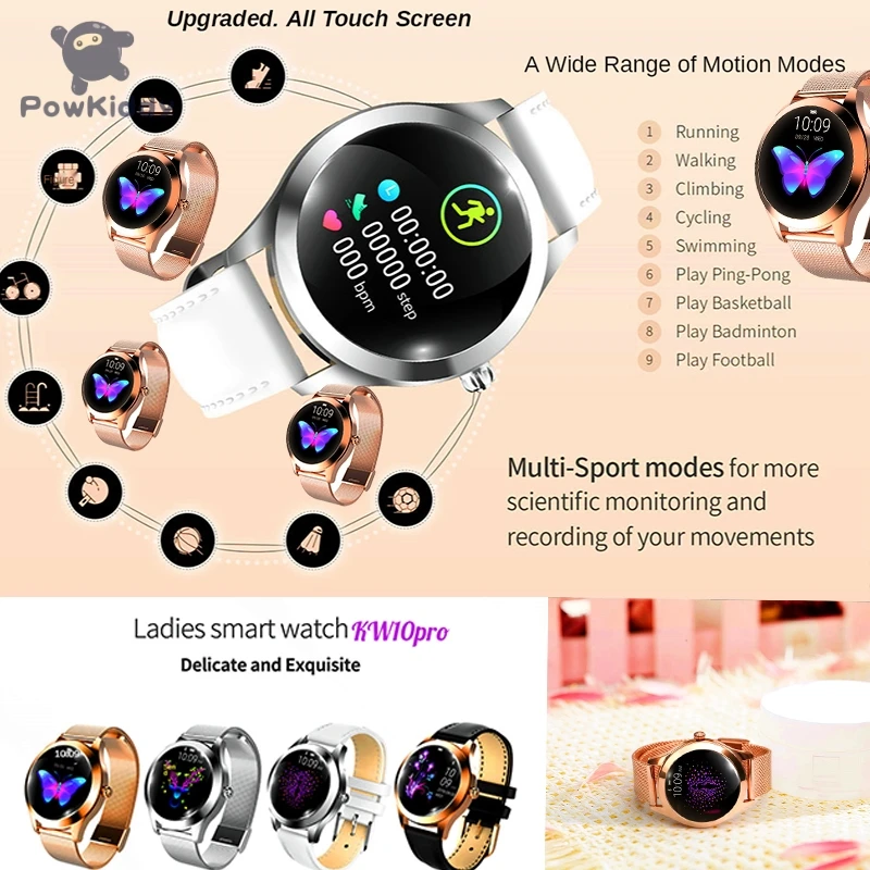 

KW2021 Ladies Smart Band Round Screen Heart Rate Fitness Tracker Bluetooth Sports Waterproof Racelet KW10/20 Men's Smart Watch