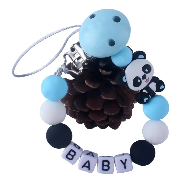 

Panda Pacifier Chain Custom Name Pacifier Clips DIY Silicone Bead Dummy Holder