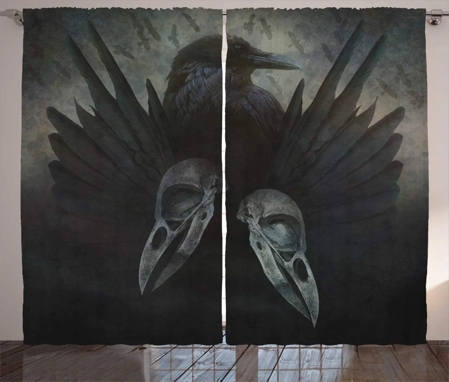 Фотошторы лунная волчица. Шторы элегант. Фотошторы лунная волчица. Шторы с вороной. Вороны шторы.