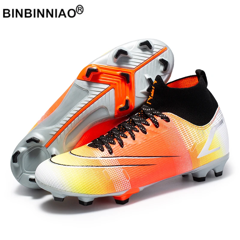 

BINBINNIAO Men Women Professional TF AG Football Boots Kids Boys Soccer Shoes Cleats Sport Sneakers size 30-45