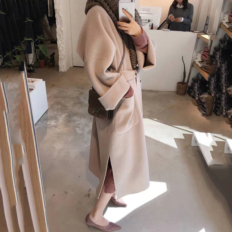 Модное повседневное шерстяное пальто для женщин длинная куртка новинка 2020 Осень