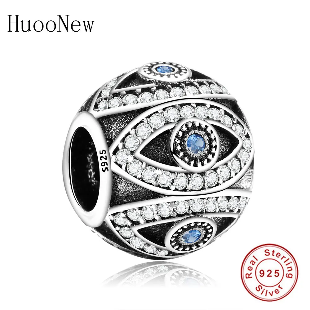 

2019 Summer Fit Original Charms Bracelet Blue Crystal Eye Beads Pulsera 925 Sterling Silver Jewelry Gift Bangle Berloque