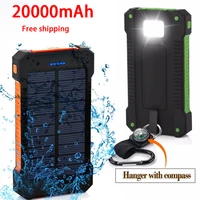 20000mah portable charger solar power bank large capacity quick charger led outdoor travel powerbank for xiaomi samsung iphone