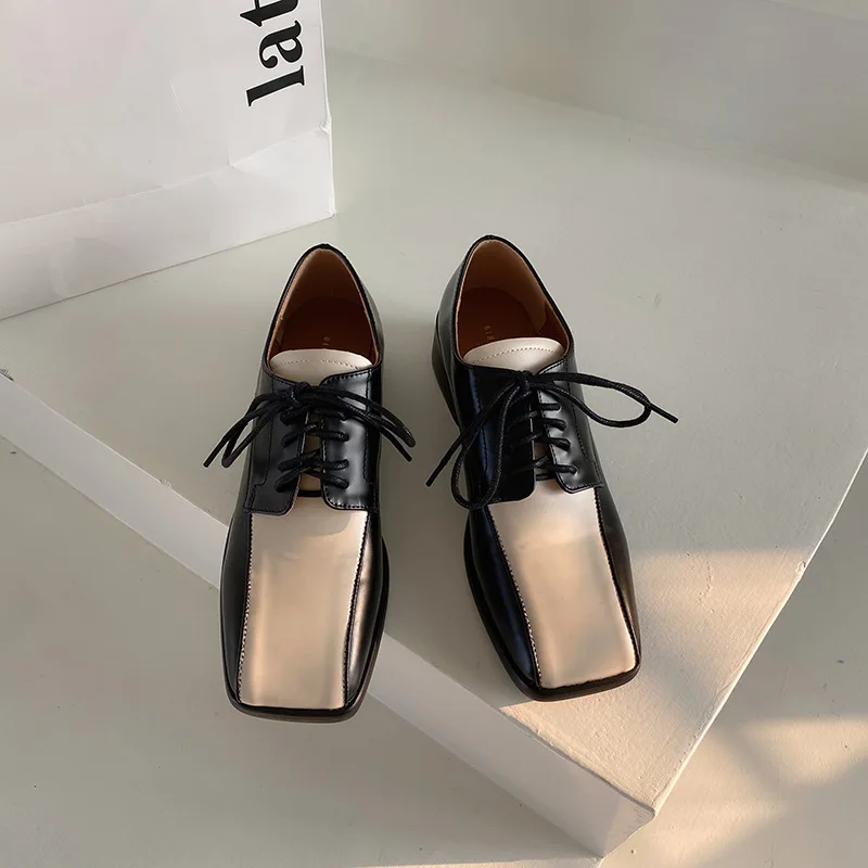 

Casual Woman Shoe Female Footwear Clogs Platform Autumn Oxfords British Style All-Match Round Toe Modis Mixed Colors Dress On