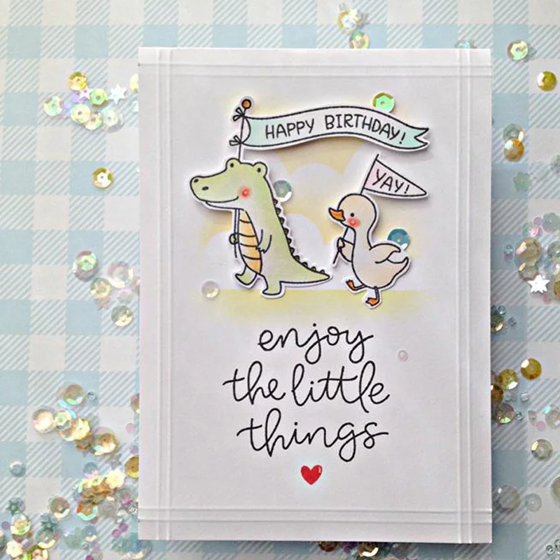 Прозрачные силиконовые штампы с очаровательными животными и фразой новинка 2019