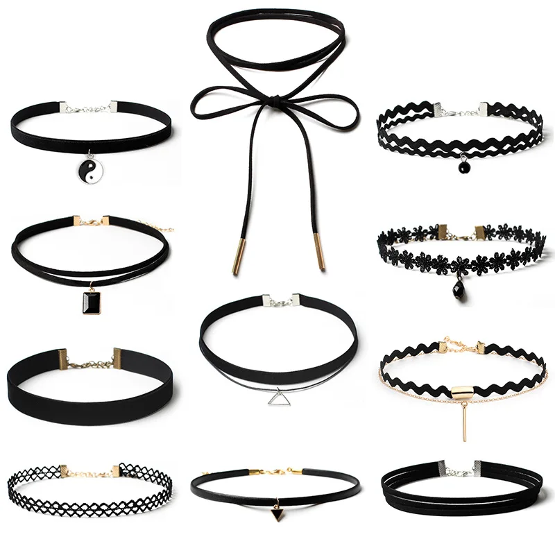 

Retro Fashion Velvet Choker Necklace For Women Vintage Sexy Lace Necklace With Pendants Gothic Girl Neck Jewelry Accessories