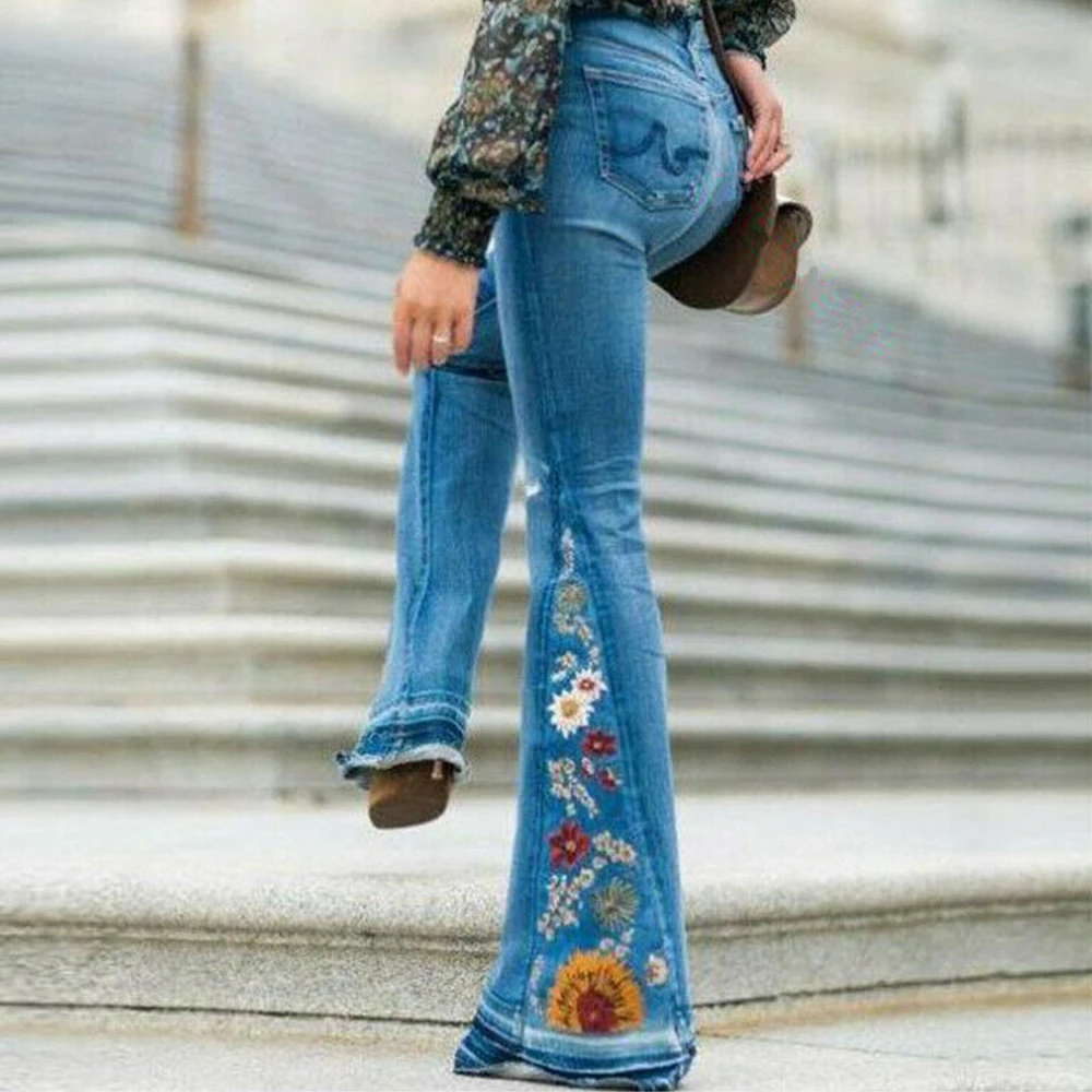 

2021Autumn New Female Wide Leg Pants Trousers Flare Jeans Women Bell Bottom Denim Ladies Skinny Jeans